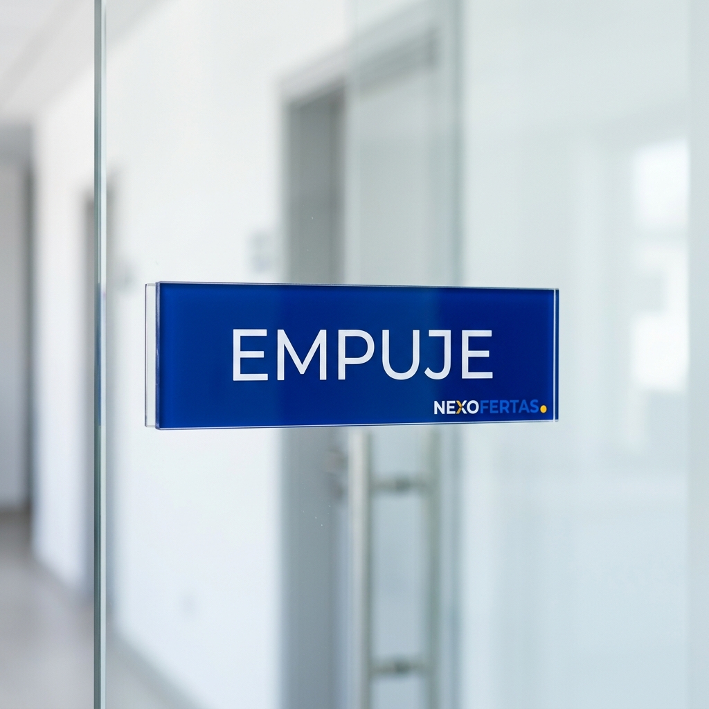 [NX-letrero-empuje-personalizado-en-acrilico-8x2] Placa de puerta "Empuje" en acrílico 8x2"